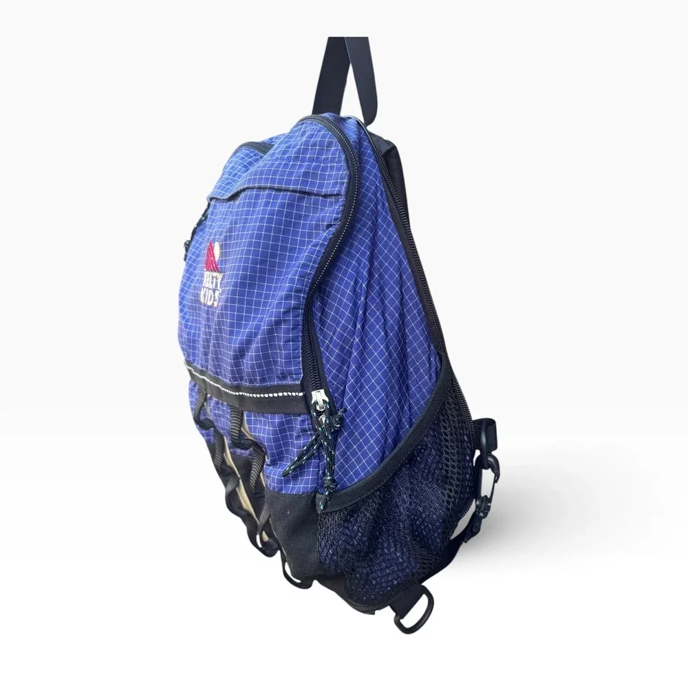 Kelty Kids Blue Grid Ripstop Backpack Hiking Daypack School Bag Reflective